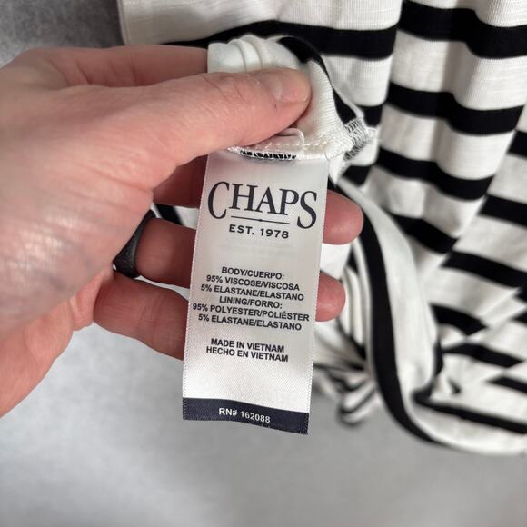 Chaps Dress Small Black Knee T Shirt Tie Belt Wrap Stretch Basic Comfort Casual - Picture 14 of 16